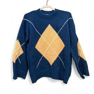 OAK + FORT Textured Blue Sweater